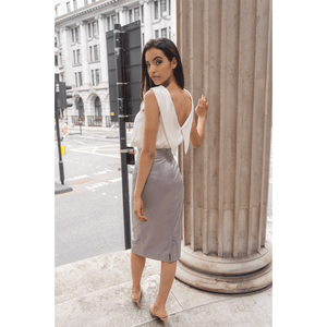 White Roll Collar Top with Cutaway Neck | Femponiq