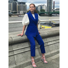 Load image into Gallery viewer, Sleeveless Cotton Blazer in Royal Blue- Front
