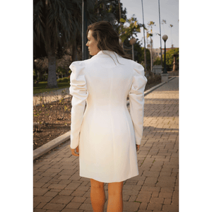 White Puff Sleeve Blazer Dress | Femponiq