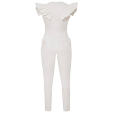 Görseli Galeri görüntüleyiciye yükleyin, White Ruffled Sleeve Tuxedo Jumpsuit | Femponiq
