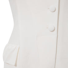 Load image into Gallery viewer, White Ruffled Sleeve Tuxedo Jumpsuit | Femponiq
