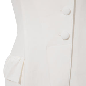 White Ruffled Sleeve Tuxedo Jumpsuit | Femponiq